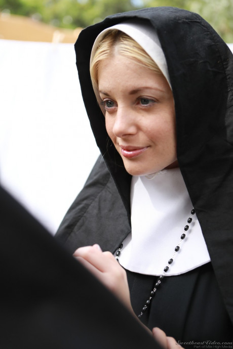 Kinky nuns Charlotte Stokely and Lily Adams please each other on grass - #1244119
