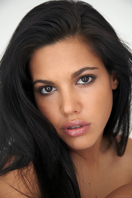 Raven-haired Spanish teenie Apolonia shows her massive behind & rubs her pussy lips - Image 14 of 20  in Pussy category   featuring Apolonia 