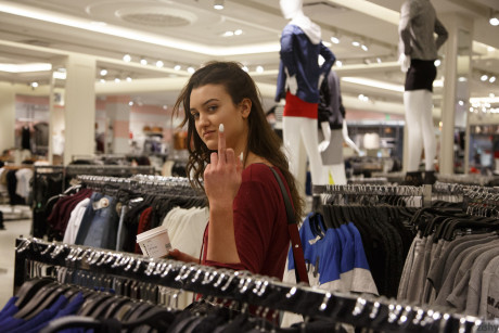 Girlfriend with nice butt Laina Shendoah flashes her melons & muff in public - #554290