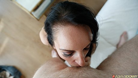 Raven-haired British whore Rachel B deepthroating and fucking a rod in POV - Image 16 of 21  in Legs category   featuring Jasmine Lau 