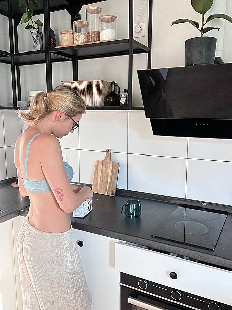 Blondy amateur Golden Aliss takes a galley selfie while wearing a brassiere - Image 10 of 12  in Model category   featuring Golden Aliss 