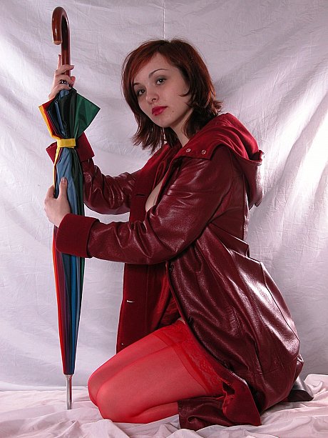 Hot redheaded amateur young Jackie strips her coat & red lingerie in a solo - Image 4 of 21  in Teen category   featuring Jackie 