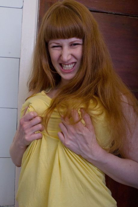 Ginger Chloe B unveils her large titties & butt before rubbing her pierced muff - #1223061