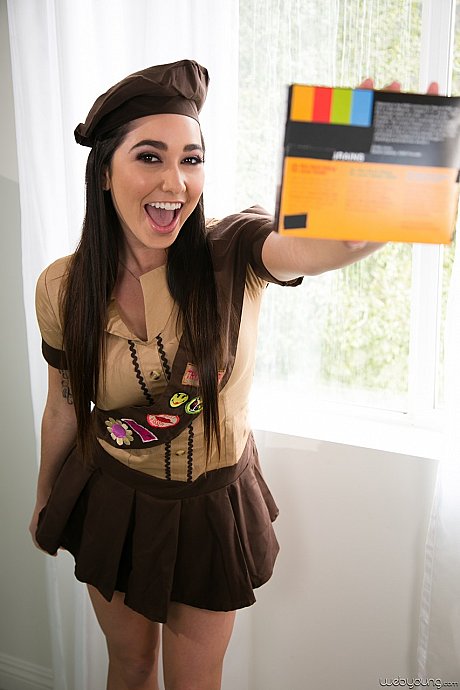 Sweet brunette Karlee Grey lifts her short uniform skirt up & shows bubble butt - Image 14 of 16  in Teen category   featuring Karlee Grey 