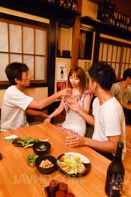 Redheaded Japanese slut girlfriend chick Minami Kitagawa has sex with boys while dining - Image 9 of 16  in Dildo category   featuring Minami Kitagawa 