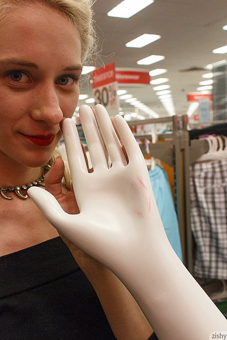 Blonde teen Leisel Bonnke flashes no panty upskirt inside a department store - Image 2 of 11  in Outdoor category   featuring Leisel Bonnke 