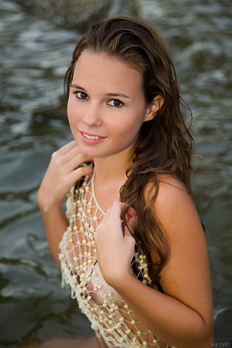 Glamorous teenie Aria A displays her hot body with tan lines on the beach - Image 15 of 20  in Outdoor category   featuring Aria A 