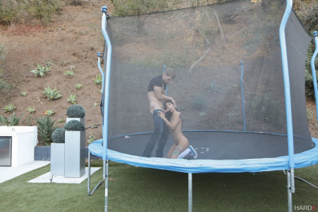 Brazilian teenage nympho Gina Valentina enjoys anal outdoor sex on trampoline - #714121