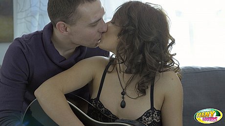 Teenie Leana gets her silky twat plowed on a sofa then takes a facial cumshot - Image 2 of 21  in Pussy category   featuring Leana, Jim 