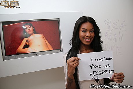 Super ravishing black Nadia Jay shows perfect round boobs in gloryhole session - Image 1 of 17  in Pussy category   featuring Nadia Jay