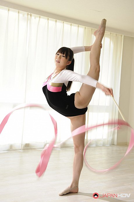 Flexible asian sweety Haruna puts on a gymnastic routine while getting nude - Image 1 of 15  in Babe category   featuring Haruna 