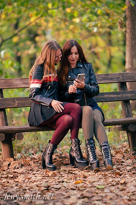 Beautiful lesbian Jeny Smith & her attractive girl show their small titties outdoors - Image 3 of 15  in Lesbian category   featuring Jeny Smith 