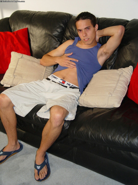 Caucasian gay husband BF Jeremy tastes his fresh sperm after masturbating - #1160456