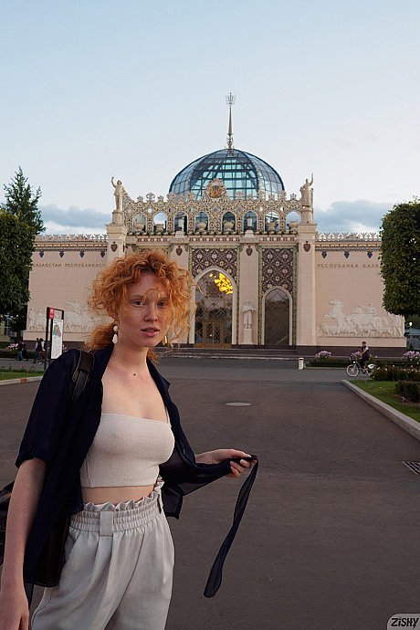 Ginger Head Arina Bik flashes her boobs in public & poses in her undergarment at home - Image 3 of 12  in Outdoor category   featuring Arina Bik 