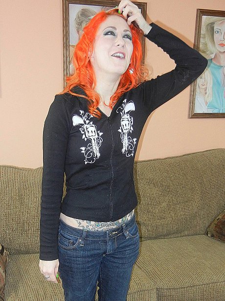 Wild redhead Scarlett Storm shows her many tattoos while nude - Image 2 of 21  in Amateur category   featuring Scarlett Storm 