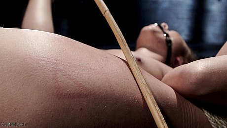 Brunette geek Roxanne Rae gets bound, caned and toyed by a nasty dom - Image 17 of 21  in Pussy category   featuring Roxanne Rae 