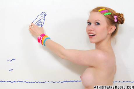 Adorable redheaded young Dolly Little gets nude in socks and Mary Jane's - #1445825