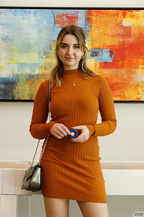 Charming British babe Olivia Yukon strips her dress & poses in her panties & boots - Image 2 of 13  in Skirt category   featuring Olivia Yukon 