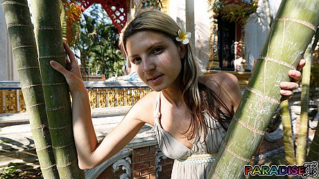 Skinny lady girl woman Gina Gerson flashes a no panty upskirt on steps - Image 6 of 12  in Pussy category   featuring Gina Gerson 