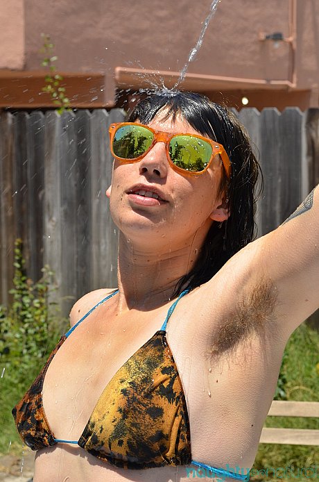 Amateur babe Ozzy Aqua exposes her hairy armpits and pussy in a small pool - Image 6 of 21  in Close Up category   featuring Ozzy Aqua 