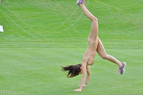 Fit skank chick strips off sports workout clothes to model nude on golf course - Image 12 of 15  in Outdoor category   featuring Lana Rhoades 