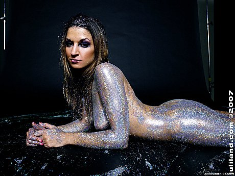Hispanic MILF Ann Marie Rios adorns her totally naked body in glitter - Image 13 of 15  in Pussy category   featuring Ann Marie Rios