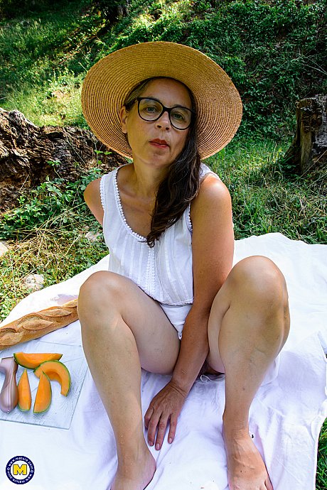 German old lady Busty Tina shows her large titties & masturbates to orgasm in nature - Image 4 of 20  in Amateur category   featuring Busty Tina 