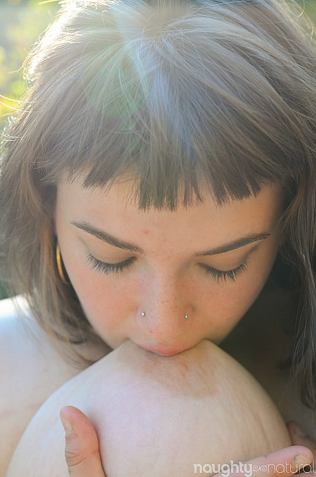 Amateur fatty Magnolia licking her huge natural breasts & rubbing her furry pussy - Image 5 of 20  in Close Up category   featuring Magnolia 