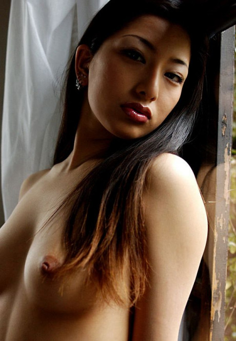 Japanese chick gf lady Ran Asakawa removes white bra and panties by an open window - #942626