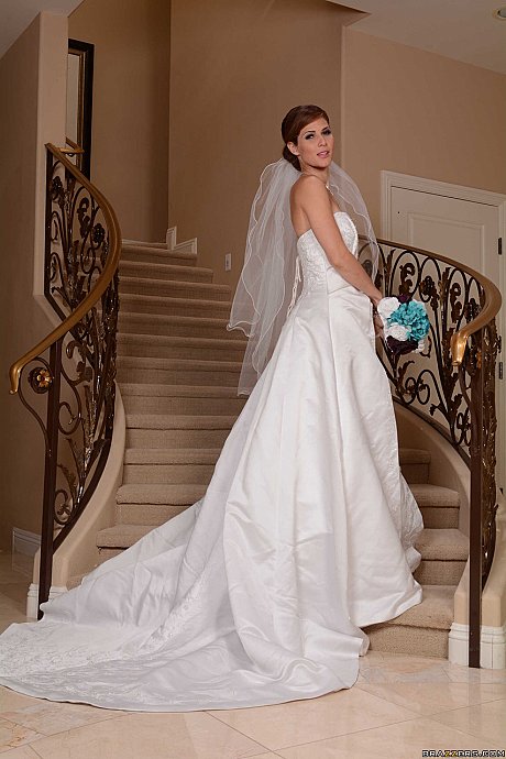 Glamorous wife in a bride outfit Jenni Lee rubbing her smooth cunt - Image 2 of 21  in Pussy category   featuring Jenni Lee 