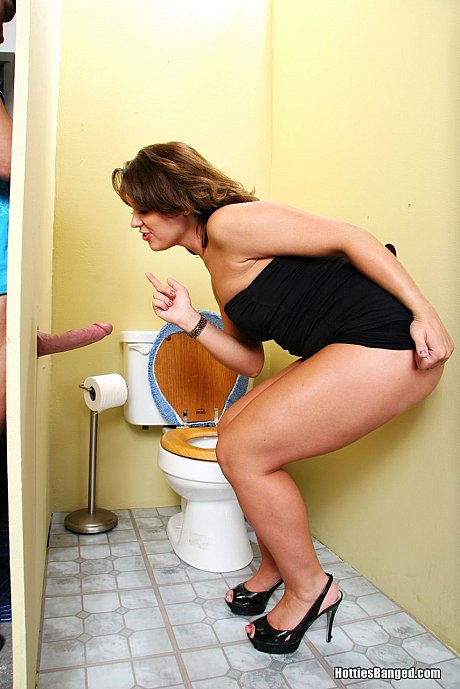 Curvy MILF in a little ebony dress sucks and fucks a huge penis at the gloryhole - Image 3 of 21  in Ass category   featuring Ashley Coda 