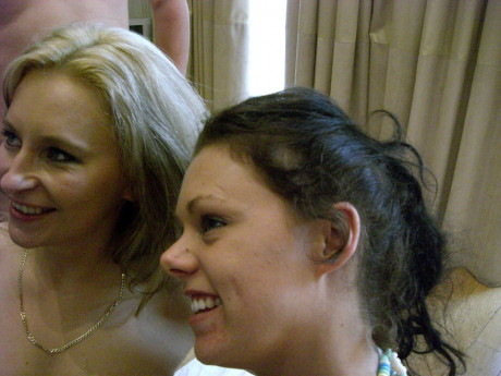 British wives Jessica Loveit & Trinity G participate in hot bukkake action - #29589