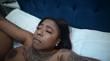 Tattooed black girl lady gets on top of a ebony dick during sex on a bed - Image 7 of 20  in Hardcore category   featuring Gogo Fukme, Glov 