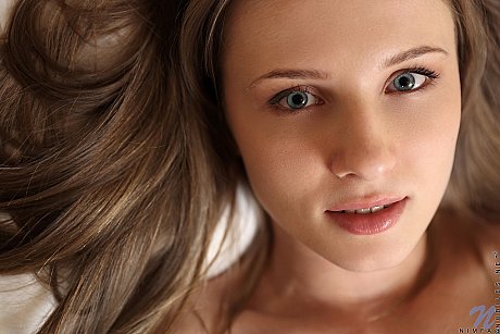 Slim teen Nimfa unveils her bald twat and spreads her love holes on a bed - Image 19 of 20  in Pussy category   featuring Nimfa