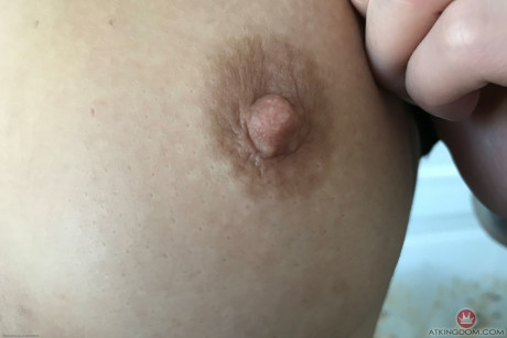 Little oriental teen Mi Ha Doan displaying her moist silky snatch up close - #1469903