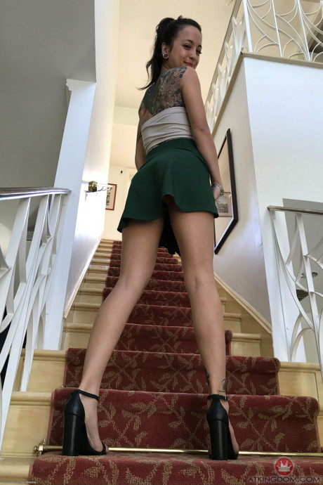 Little oriental teen Mi Ha Doan displaying her moist silky snatch up close - #1469904