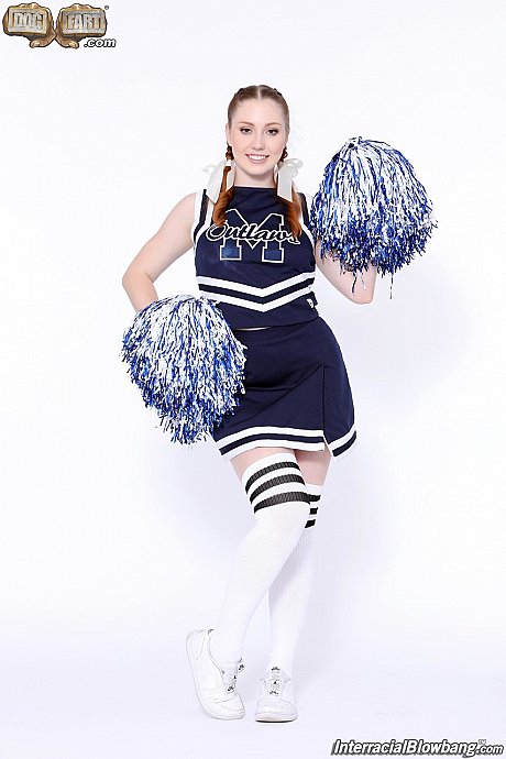 Ginger Head cheerleader takes cumshots on freckled face in an interracial threesome - Image 1 of 15  in Big Cock category   featuring Arietta Adams 