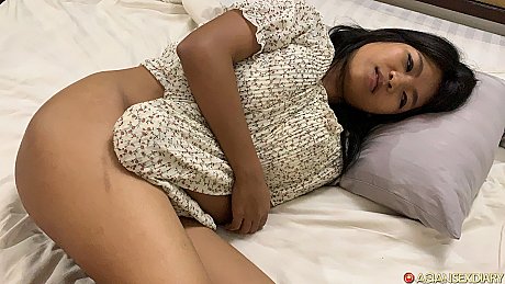 Sexy asian babe shows her creampied shaved pussy after hardcore sex - Image 11 of 20  in Close Up category  