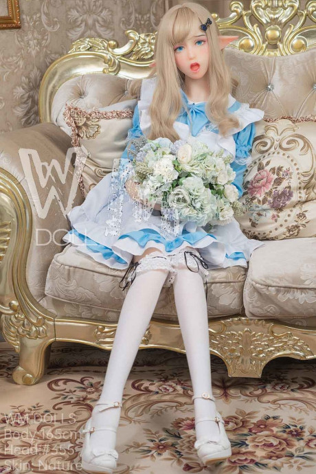 Pretty elf sex doll Hathorne posing in a sweet lovely dress, leggings and heels - #88646