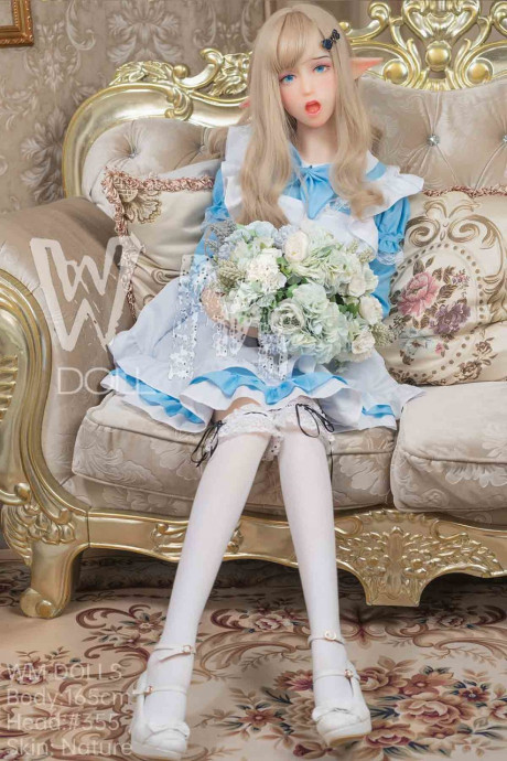 Pretty elf sex doll Hathorne posing in a sweet lovely dress, leggings and heels - #88654
