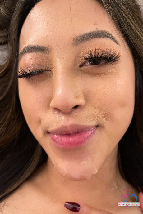 Charming asian Alexia Anders shows her holes before posing with sperm on her face - #1174039