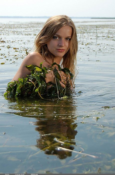 Sexy babe with natural tits Masota teases with her wet nude body in a river - Image 6 of 20  in Model category   featuring Masota