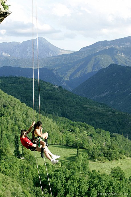 Hot chinese mountain climber swallows her guide's hard to get rescued