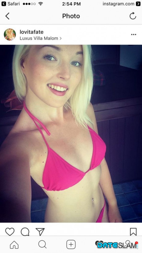 Hot blondie amateur Lovita Fate takes a self shot in hot lingerie & pantyhose - #74728