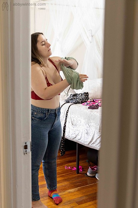 Chubby amateur Paige E shows off her backside while getting dressed - Image 16 of 20  in Amateur category   featuring Paige E 