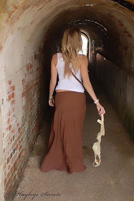 Solo chick girlfriend woman Hayley Marie Coppin flashes her bare ass while walking on sidewalk - Image 8 of 12  in Outdoor category   featuring Hayley Marie Coppin 