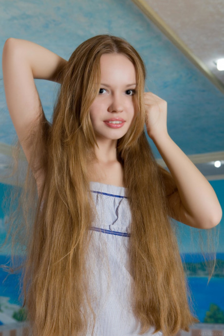 Alluring Russian teenie Virginia Sun showing off her fresh teen cuddly body outdoors - #228008