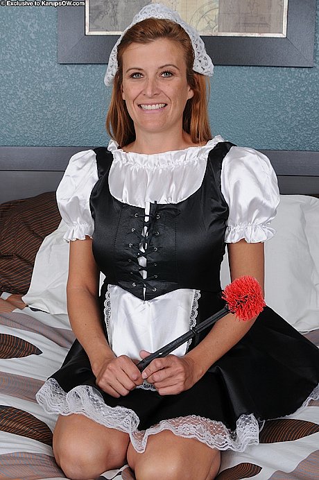 Natural red hair Anita climbs out of her maid uniform to show her behind tattoo - Image 1 of 15  in Pussy category   featuring Anita Coxxx 