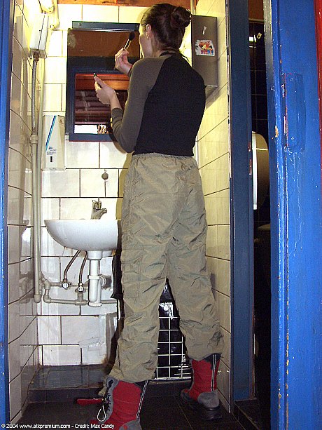 Gorgeous amateur brunette Sara shows her furry snatch ass & titties in the toilet - Image 4 of 20  in Pissing category   featuring Sara 