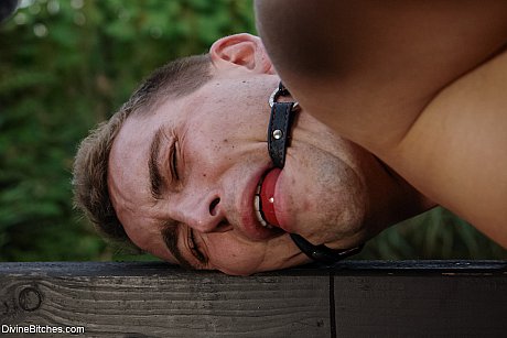 Romanian femdom Sandra Romain slaps and fucks her slave's behind on the bridge - Image 9 of 20  in Outdoor category   featuring Sandra Romain, Martin Love 